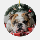 English Bulldog Christmas Keramik Ornament (Hinten)