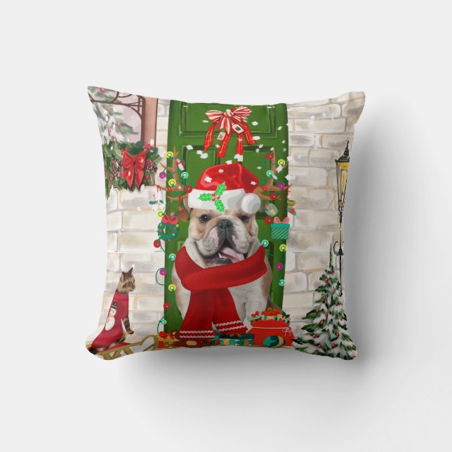English Bulldog Christmas Kissen (Vorderseite)