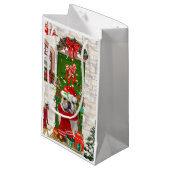 English Bulldog Christmas Kleine Geschenktüte (Vorderseite Schrägansicht)