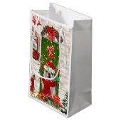 English Bulldog Christmas Kleine Geschenktüte (Rückseite Schrägansicht)