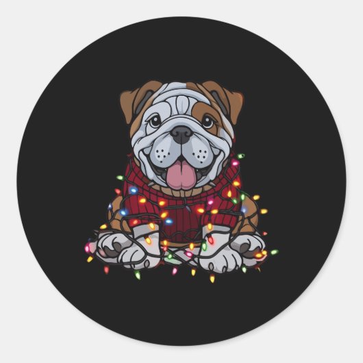 English Bulldog Christmas Niedlich Santa Pet für A Runder Aufkleber (Vorderseite)