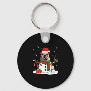 English Bulldog Christmas Pajama Snowman Dog Lover Schlüsselanhänger