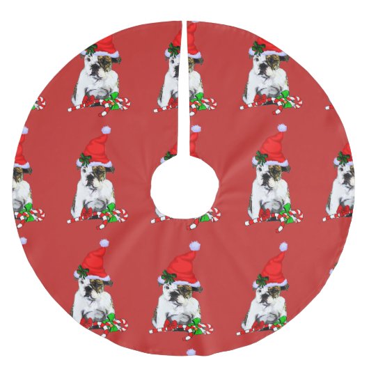 English Bulldog Christmas Polyester Weihnachtsbaumdecke (Vorderseite)
