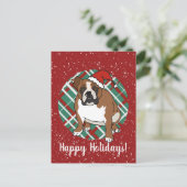 English Bulldog Christmas Postkarte (Stehend Vorderseite)