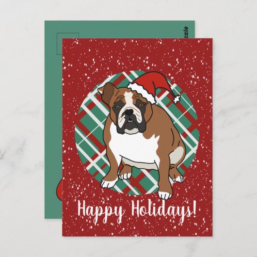 English Bulldog Christmas Postkarte (Vorne/Hinten)