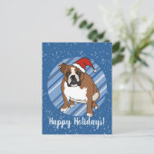 English Bulldog Christmas Postkarte (Stehend Vorderseite)