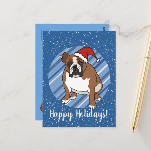 English Bulldog Christmas Postkarte (Vorderseite/Rückseite Beispiel)