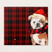 English Bulldog Christmas Red Holiday Kariert (Außenseite Aufgefaltet)
