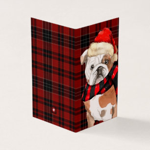 English Bulldog Christmas Red Holiday Kariert