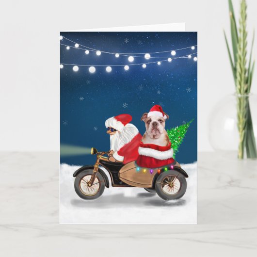 English Bulldog Christmas Santa Claus Karte (Vorderseite)