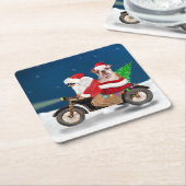 English Bulldog Christmas Santa Claus Rechteckiger Pappuntersetzer (angewinkelt)