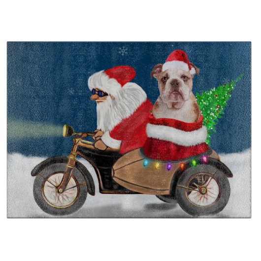 English Bulldog Christmas Santa Claus Schneidebrett (Vorderseite)