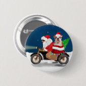 English Bulldog Christmas Santa Claus T Button (Vorne & Hinten)