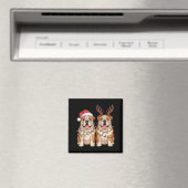 English Bulldog Christmas Santa Hat Reindeer Light Magnet (In Situ (Geschirrspüler))