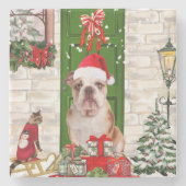 English Bulldog Christmas Steinuntersetzer (Vorderseite)
