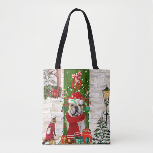English Bulldog Christmas Tasche (Vorderseite)