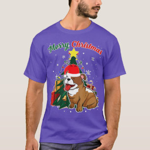 English Bulldog Christmas Tree Snow Flakes Xmas T-Shirt