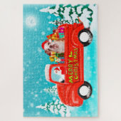 English Bulldog Christmas Weihnachtsmann Truck Puzzle (Vertikal)