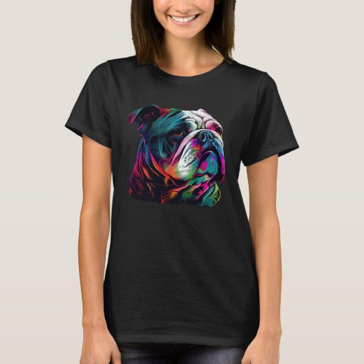 English Bulldog  Colorful Pop English Bulldog T-Shirt (Vorderseite)