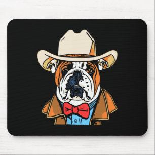 English Bulldog Cowboy Fun Western Dog Bowtie Nied Mousepad