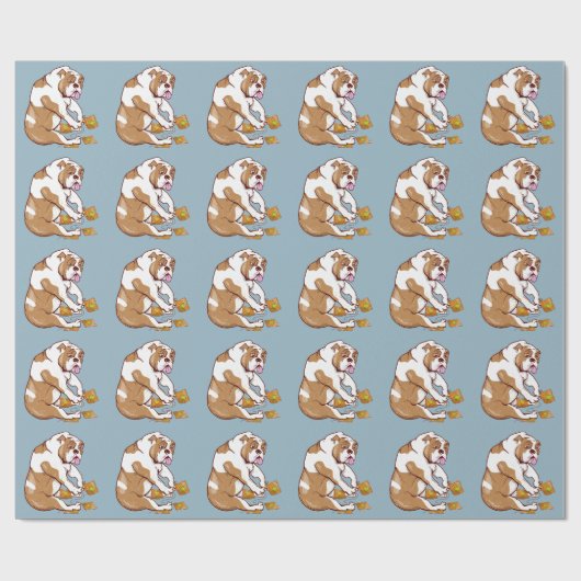 English Bulldog Crochet Geschenkpapier (Flach)