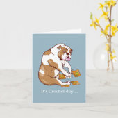 English Bulldog Crochet Karte (Gelbe Blume)