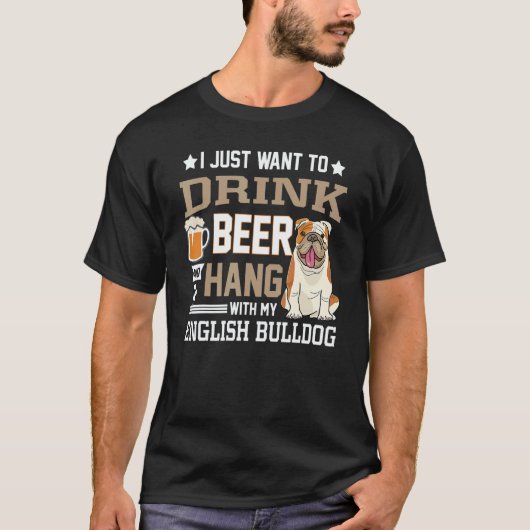 English Bulldog Dad British Dog Beer T-Shirt (Vorderseite)