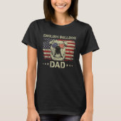 English Bulldog Dad Dog American Flag 4th Of July T-Shirt (Vorderseite)