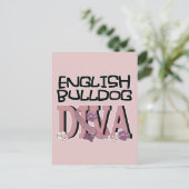 English Bulldog DIVA Postkarte (Stehend Vorderseite)