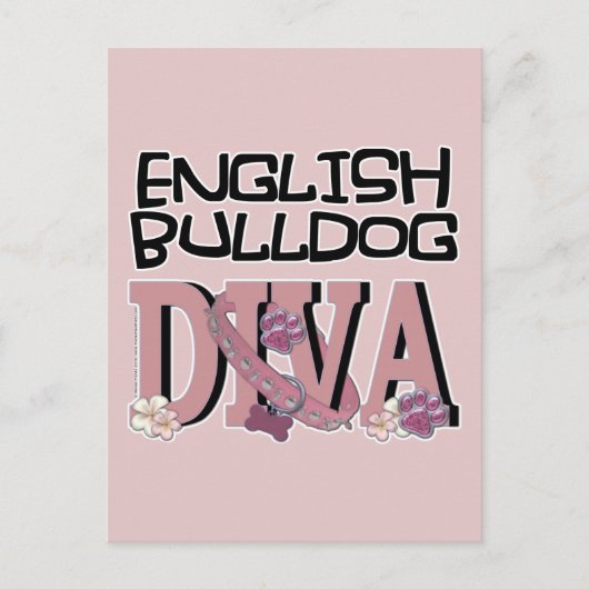 English Bulldog DIVA Postkarte (Vorderseite)