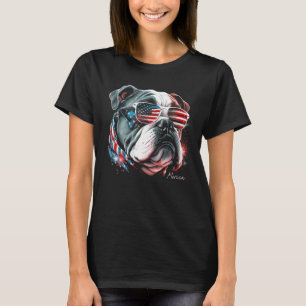 English Bulldog Dog 4. Juli American Flag USA T-Shirt