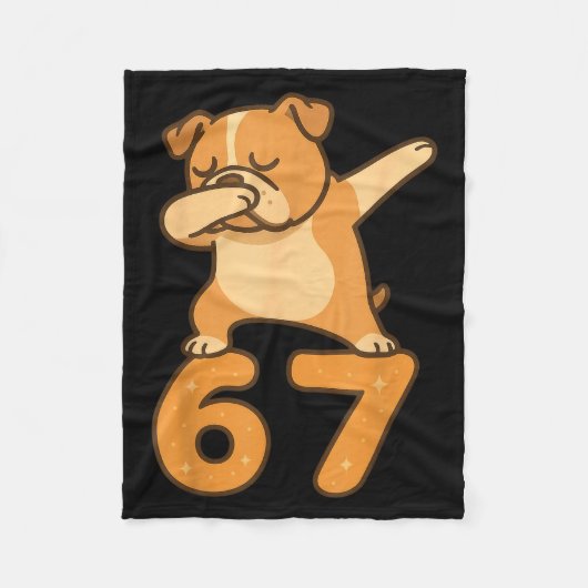 English Bulldog Dog 67 Meme Six Seven Funny Dabbin Fleecedecke (Vorderseite)