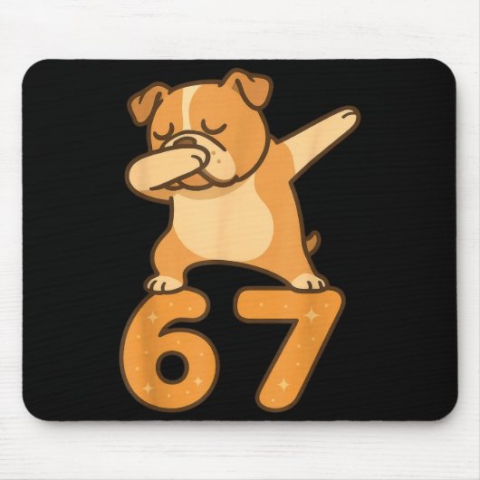 English Bulldog Dog 67 Meme Six Seven Funny Dabbin Mousepad (Vorne)