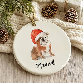 English Bulldog Dog Christmas Keramik Ornament