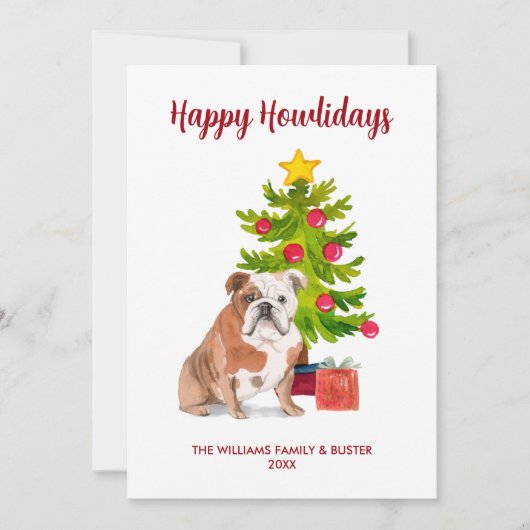 English Bulldog Dog Familie Weihnachten (Vorderseite)
