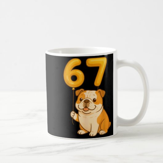 English Bulldog Dog Funny 67 Meme Six Seven Balloo Kaffeetasse (Rechts)