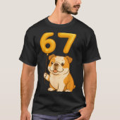 English Bulldog Dog Funny 67 Meme Six Seven Balloo T-Shirt (Vorderseite)