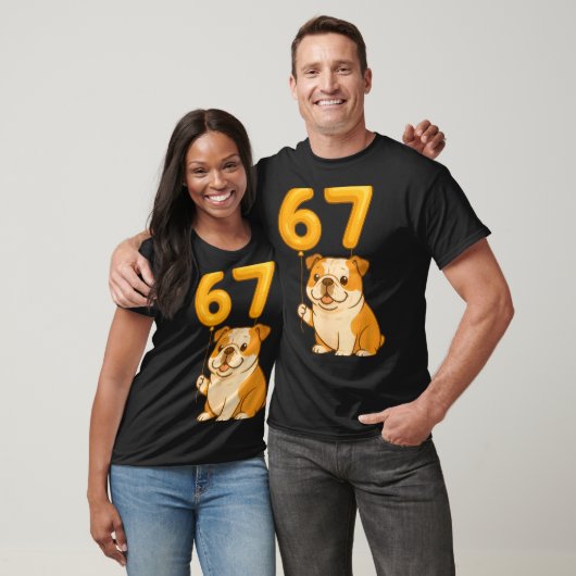English Bulldog Dog Funny 67 Meme Six Seven Balloo T-Shirt (Unisex)