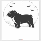 English Bulldog Dog � Halloween Moon Silhouette Ov Aufkleber (Blatt)