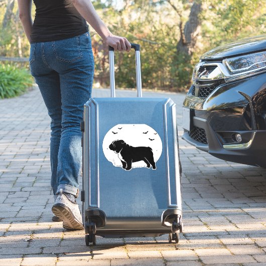 English Bulldog Dog � Halloween Moon Silhouette Ov Aufkleber (Koffer Insitu)