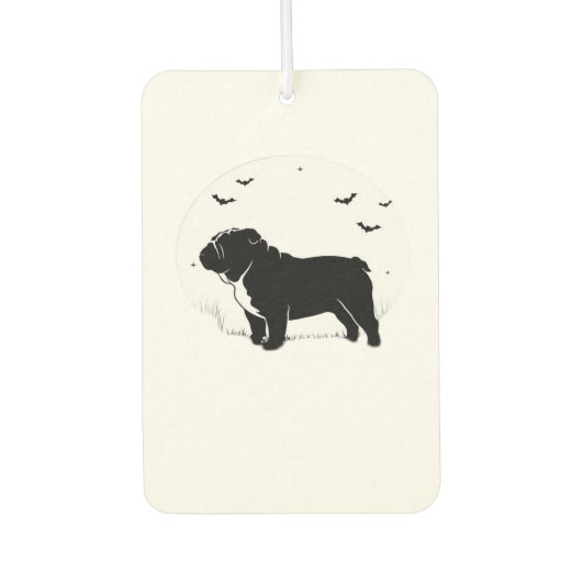 English Bulldog Dog � Halloween Moon Silhouette Ov Autolufterfrischer (Vorderseite)