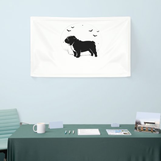 English Bulldog Dog - Halloween Moon Silhouette Ov Banner (Messeveranstaltung)