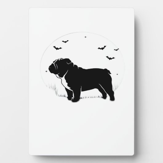 English Bulldog Dog � Halloween Moon Silhouette Ov Fotoplatte (Vorderseite)