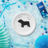 English Bulldog Dog - Halloween Moon Silhouette Ov Pappteller (Party)