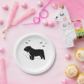 English Bulldog Dog - Halloween Moon Silhouette Ov Pappteller (Party)