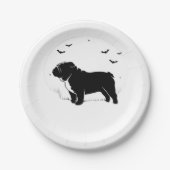 English Bulldog Dog - Halloween Moon Silhouette Ov Pappteller (Vorderseite)