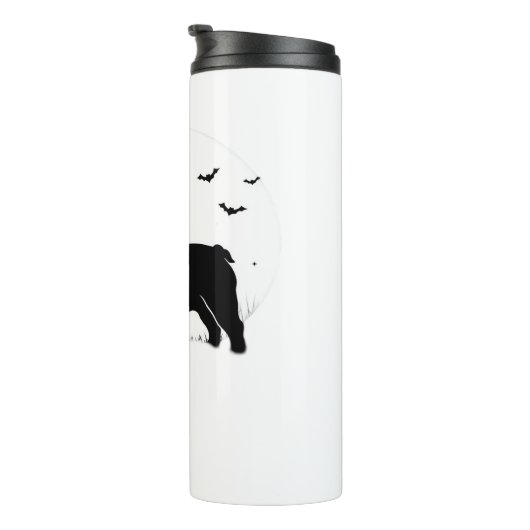 English Bulldog Dog - Halloween Moon Silhouette Ov Thermosbecher (Nach rechts gedreht)