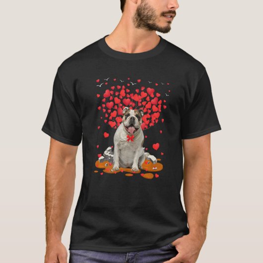 English Bulldog Dog Heart Valentines Day Dog Dad D T-Shirt (Vorderseite)