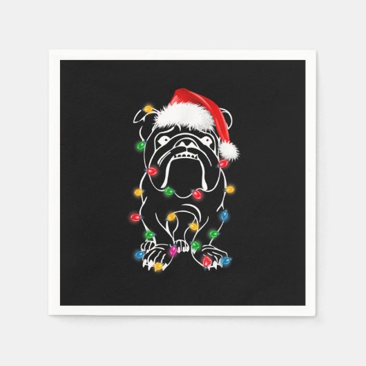 English Bulldog Dog Lights Christmas Matching Fami Serviette (Vorderseite)