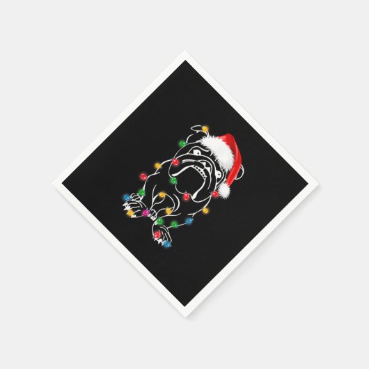 English Bulldog Dog Lights Christmas Matching Fami Serviette (Ecke)